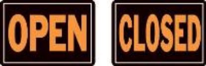 Picture of Sign "Open"/"Closed" Black/Orange Aluminum 10" x 14"