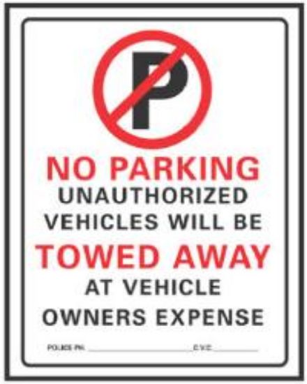 Picture of No Parking Sign Plastic 19" x 15"
