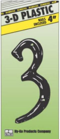 Picture of 4" Black Plastic Number 3