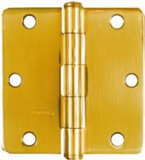 Picture of Door-Hinge Polished-Brass Round-Corner 3-1/2"