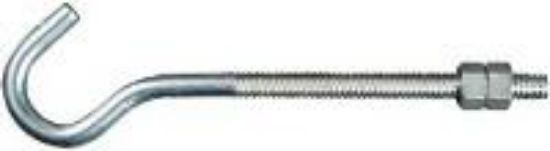 Picture of Hook-Bolt Machine-Thread w/ 2 Nuts Zinc-Plated 3/8" x 7"