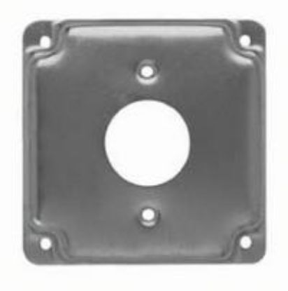 Picture of Square Electrical-Box-Cover Steel 4" 1/2" Rise Single-Receptacle 1.406 Diameter