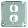 Picture of Electrical-Box-Cover Square Steel 4" 1/2" Rise Duplex-Receptacle