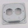 Picture of Electrical-Box-Cover Square Steel 4" 1/2" Rise Duplex-Receptacle