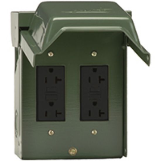 Picture of Power Outlet Double Duplex 20-Amp WithGalvanized Box Green Galvanized