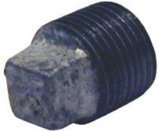 Picture of Galvanized-Plumbing Malleable-Iron Galvanized-Finish 1-1/4" Cored-Plug Square-Head