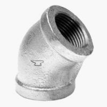 Picture of Galvanized-Plumbing Malleable-Iron Galvanized-Finish Elbow 45° - 1-1/2"