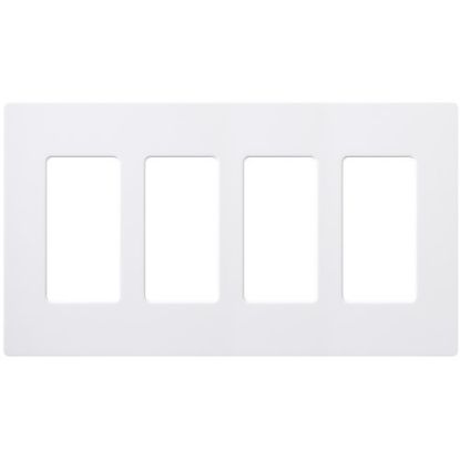 Picture of Claro® Screw-Less 4 Gang Designer Gloss White Wall-Plate