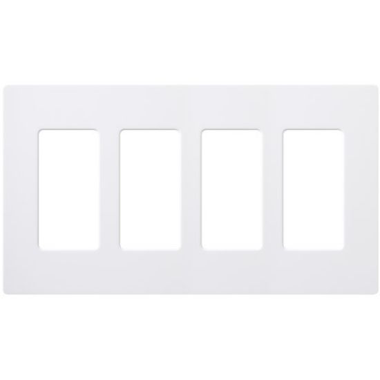 Picture of Claro® Screw-Less 4 Gang Designer Gloss White Wall-Plate