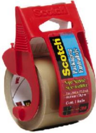 Picture of Packaging-Tape Super-Strength w/ Plastic Dispenser Tan 2" x 800"