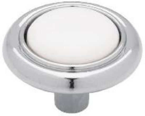 Picture of 1-1/4" CHR/WHT Round Cabinet-Knob