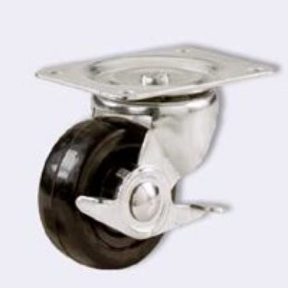Picture of Swivel Plate-caster W/ Brake Rubber Wheel 3" 175 Lb Load Capacity