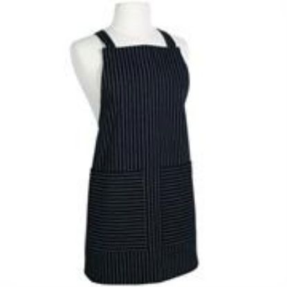 Picture of Chef Kitchen-Apron Black W/ White Pinstripe