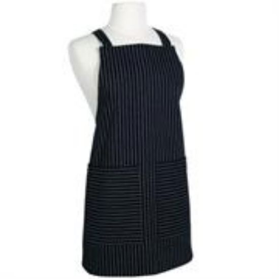 Picture of Chef Kitchen-Apron Black W/ White Pinstripe