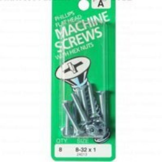 Picture of Machine-Screw With-Nuts Zinc-Plated #8-32 x 1"