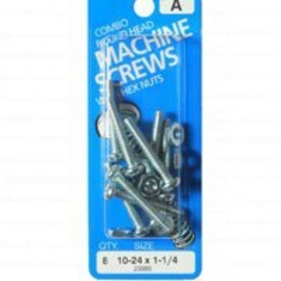 Picture of Machine-Screw With-Nuts Zinc-Plated Round-Head Combo-Drive #10-24 x 1-1/4"
