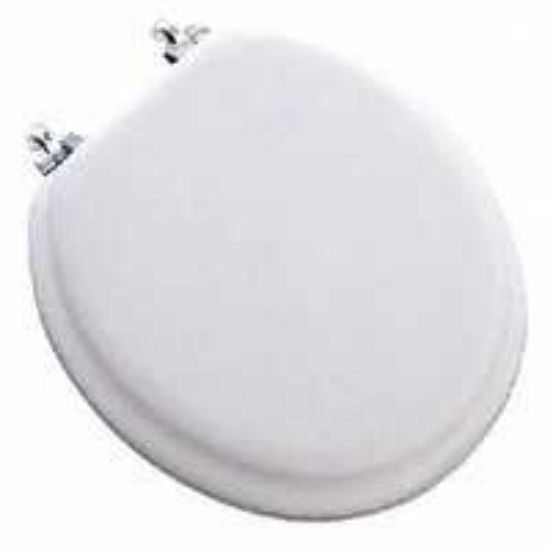 Picture of Toilet-Seat Soft Wood Core White With Chrome Hinges
