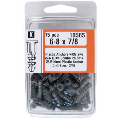 Picture of Plastic Ribbed-Anchor With-Screws #6-8 x 7/8"