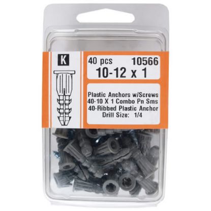 Picture of Plastic Ribbed-Anchor With-Screws #10-12 x 1"