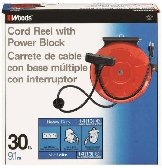 Picture of Extension-Cord Retractable With Triple-Tap