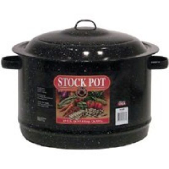 Picture of 19 Qt Granite Ware Stock-Pot With-Lid Ceramic On Steel Black