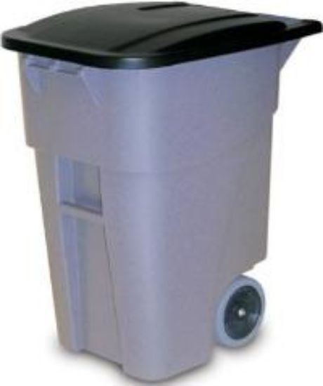 Picture of Roll Out Waste Container on Wheels with Flip Lid Gray