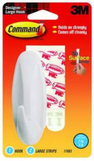 Picture of Adhesive-Hook Designer White 3-piece (1 Hook & 2 Strips)