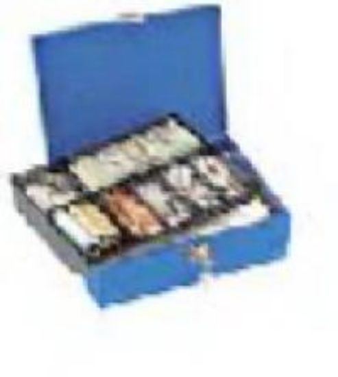 Picture of Cash/Storage Box with Money Tray Blue 11" x 7-3/4" x 4"
