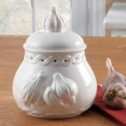 Picture of White Stoneware Garlic Pot