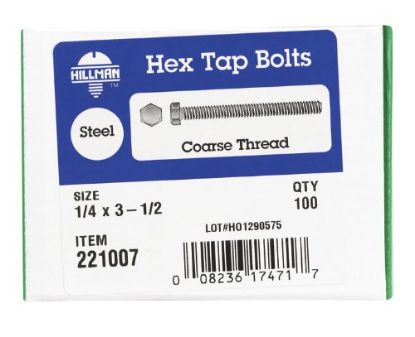 Picture of Tap-Bolt Mild-Steel 1/4-20 TPI 20 x 3-1/2"