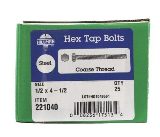 Picture of Tap-Bolt Zinc-Plated 1/2"-13 x 4-1/2"