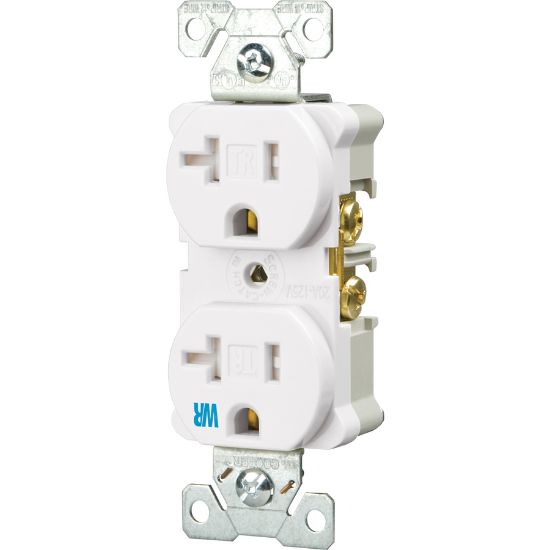 Picture of Electrical-Outlet Commercial Duplex-Receptacle 20-Amp White Tamper-Resistant Weather-Resistant