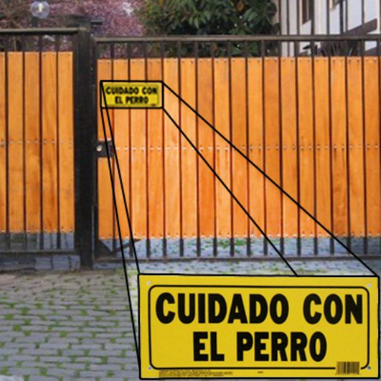 Picture of Sign Plastic Beware of Dog in Spanish (Cuidado Con El Perro) 6" x 14"