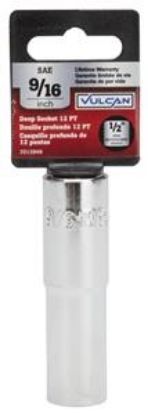 Picture of Socket-Wrench Fractional Deep-Socket Steel Chrome 12-Point 1/2" Drive 9/16"