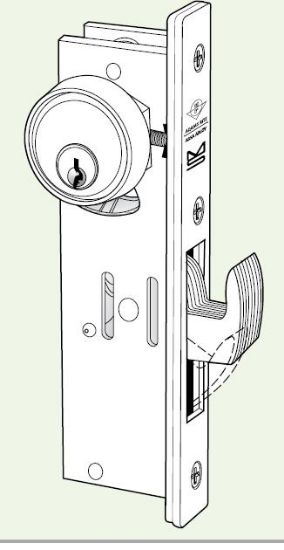 Picture of Narrow-stile Dead-bolt Hook Bolt Stainless-Steel 28 Aluminum31/32" Backset