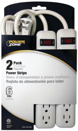 Picture of Power Strips 6-Outlet 18" Cord White