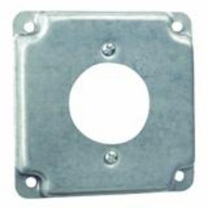 Picture of Square Electrical-Box-Cover Steel 4" x 1/2" Rise Single-Receptacle 1.719