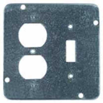 Picture of 4-11/16" Square Electrical-Box-Cover Raised 1/2" with 1 Toggle-Switch & 1 Duplex-Receptacle