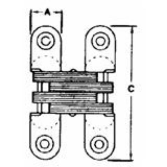 Picture of Invisible Hinge 1/2" X 2-3/8" Steel Satin-Brass