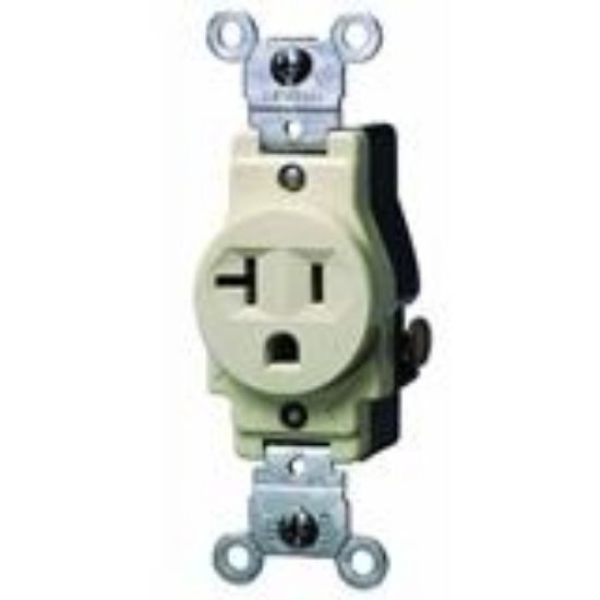 Picture of Single-Receptacle 20-Amp 125-Volt Double-Pole 3-Wire Grounding Ivory