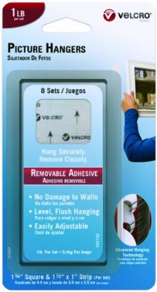 Picture of Removable Picture-Hanger White 1-1/2" x 1" Strips and 1.75" Squares