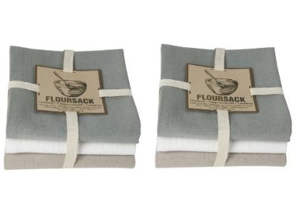Picture of Dish-Towel Floursack Set/3- Grey/White/Grey