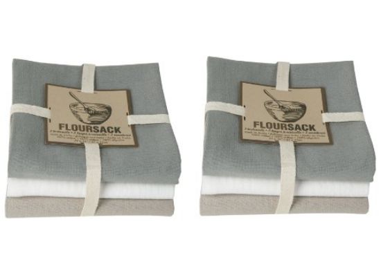 Picture of Dish-Towel Floursack Set/3- Grey/White/Grey