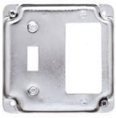 Picture of Square Electrical-Box-Cover Steel 4" 1/2" Rise Single Toggle Single GFCI