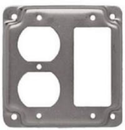 Picture of Electrical-Box-Cover Square Steel 4" 1/2" Rise Single Duplex Single GFCI