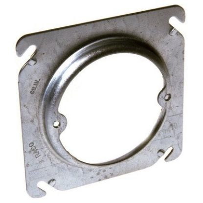 Picture of Electrical-Box 4" Square Steel Outlet Electrical-Box-Cover 3/4" Rise 2-3/4" Ears