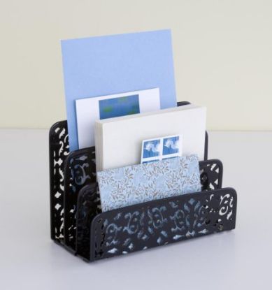 Picture of Brocade Letter Holder Black