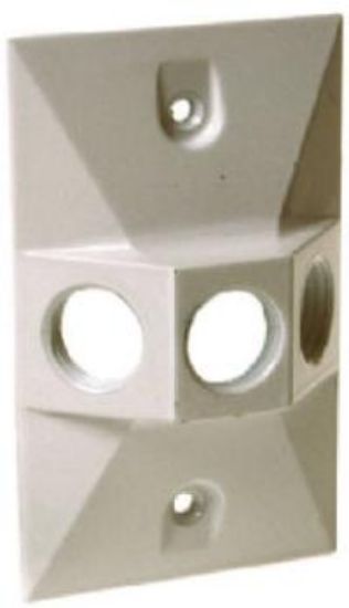 Picture of Light-Bulb-Socket Weather-Proof Electrical-Box-Cover Rectangular Aluminum 1 x 1/2" White