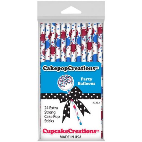 Picture of Cake Pop Sticks- Red & Blue Balloon- Pack/24