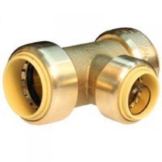 Picture of 3/4 X 3/4 X 1/2 Push Fitting Tee Forged Brass
